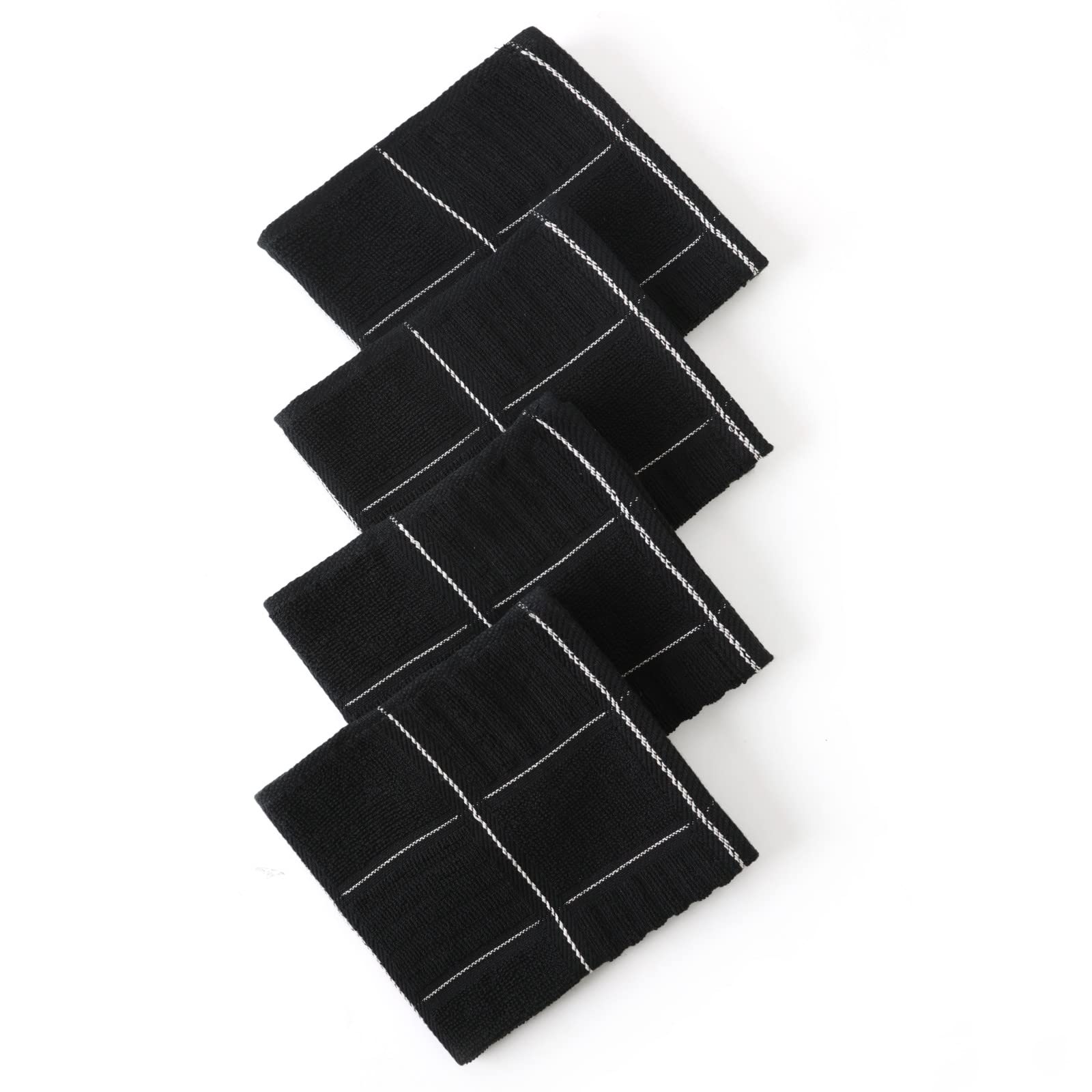 Glynniss Kitchen Towels and Dishcloths Set, Absorbent Dish Towels and Dish Cloths Set for Washing Dishes, Cleaning and Drying Use Pack of 8 (Black)