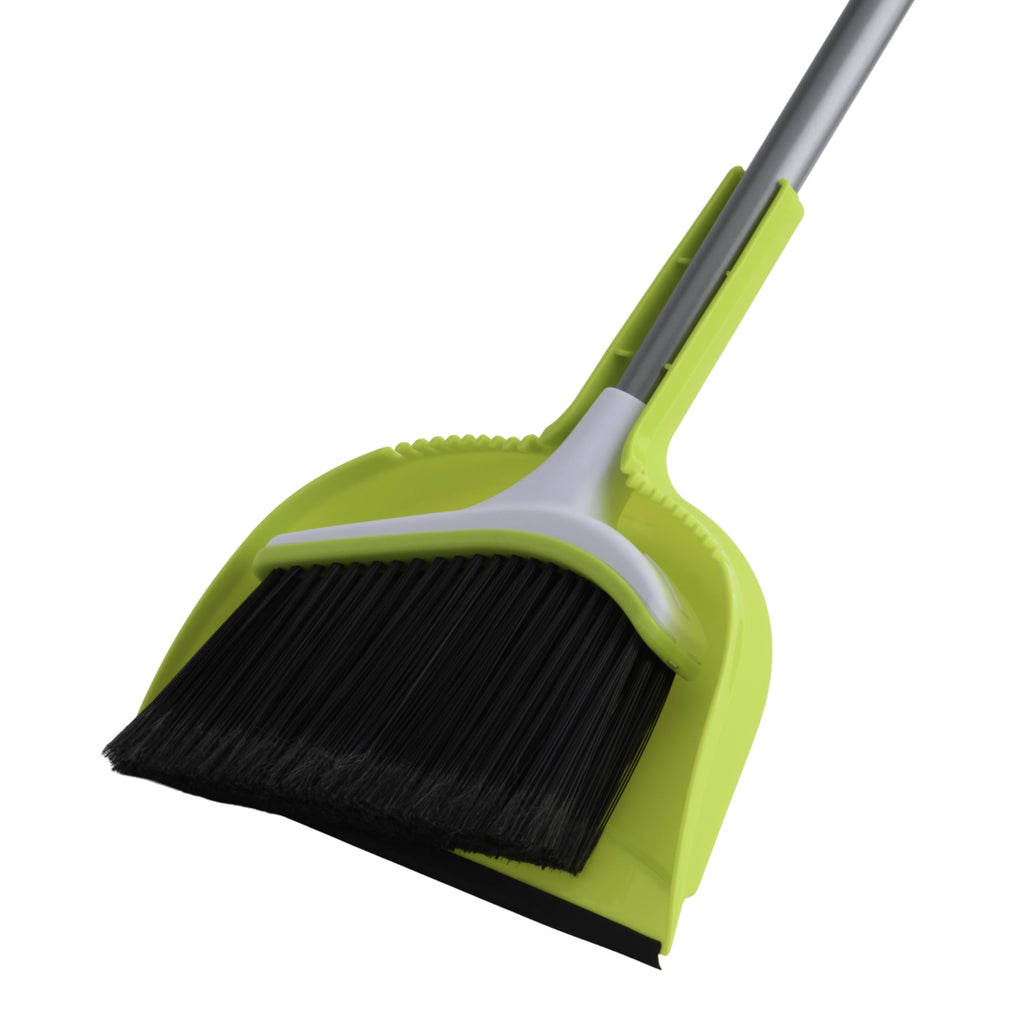 Casabella Basics Broom with Dustpan, Silver and Green, 2-Piece (8515620)