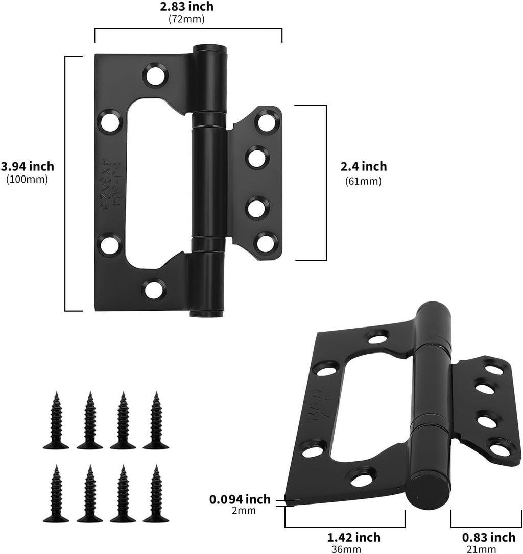 goldenwarm 6 Pack 4x3 inch Non Mortise Door Hinges Matte Black Door Hinges Door Hardware Stainless Steel Hinges, Easy Installation, 2mm Thickness