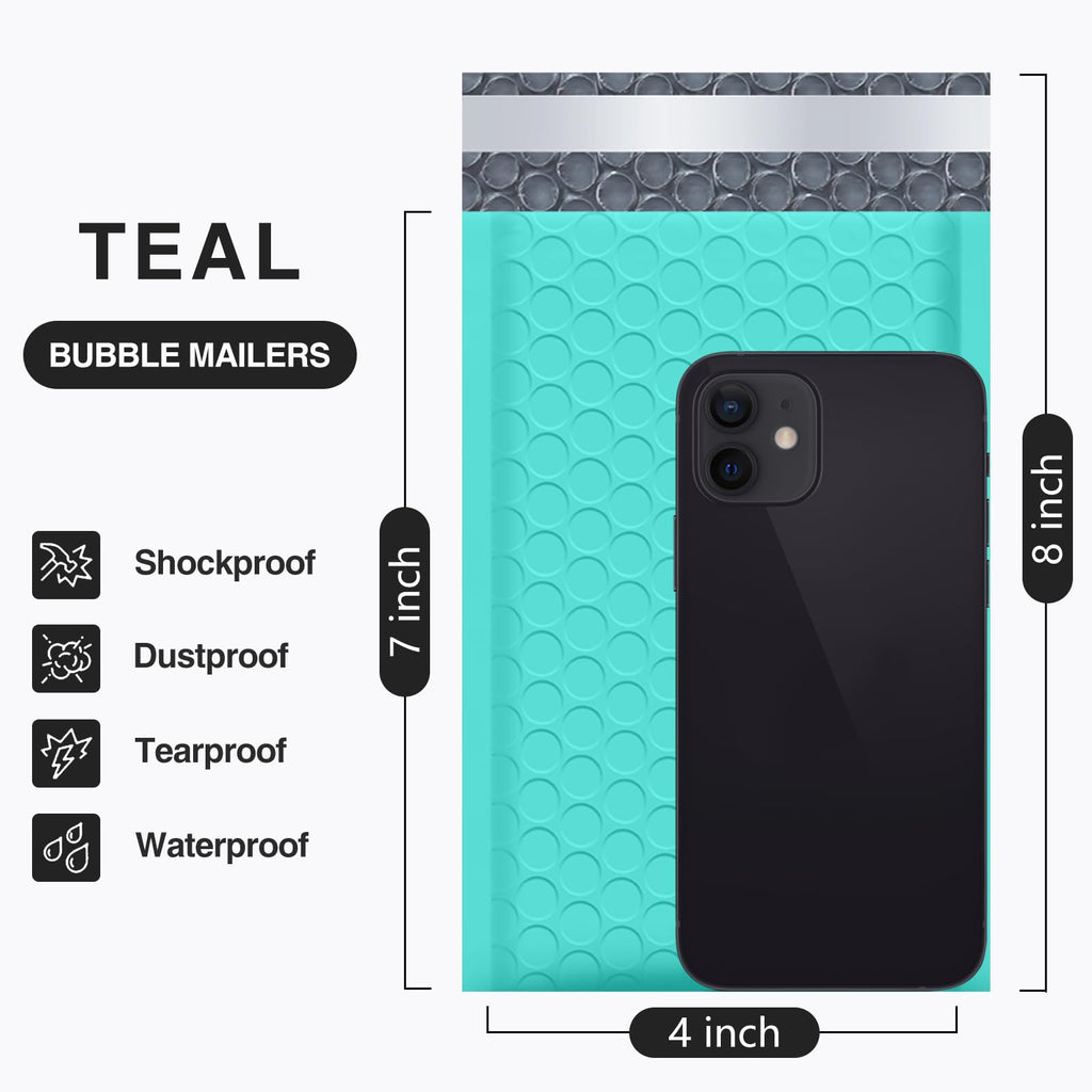 UCGOU Bubble Mailers 4x7 Inch Teal 50 Pack Poly Padded Envelopes Small Business Mailing Packages Opaque Self Seal Adhesive Waterproof Boutique Shipping Bags for Jewelry Makeup Supplies #000
