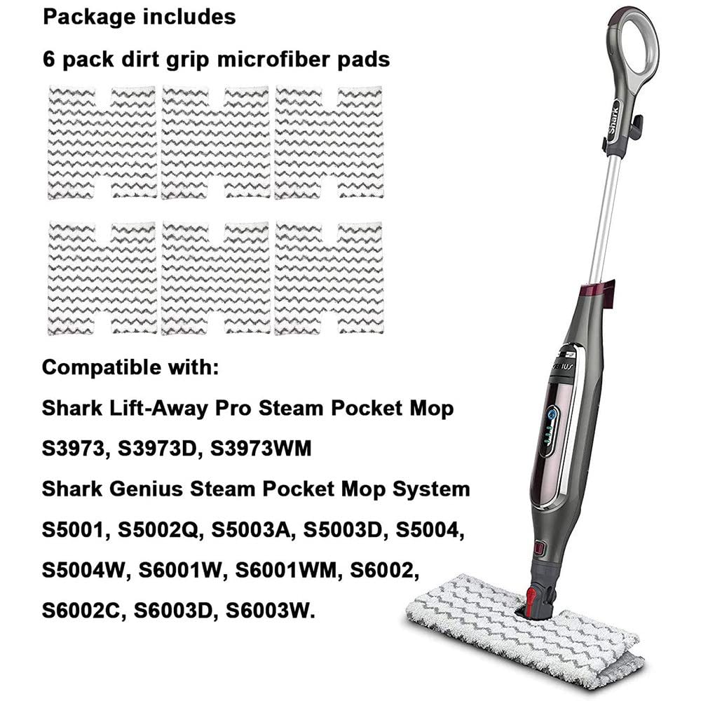 6pcs Steam Mop Pads Replacement for Shark Lift-Away & Genius Steam Pocket Mop S3973D S6002 S5003D S6001 S6003 S5001 S5002 S3973WM