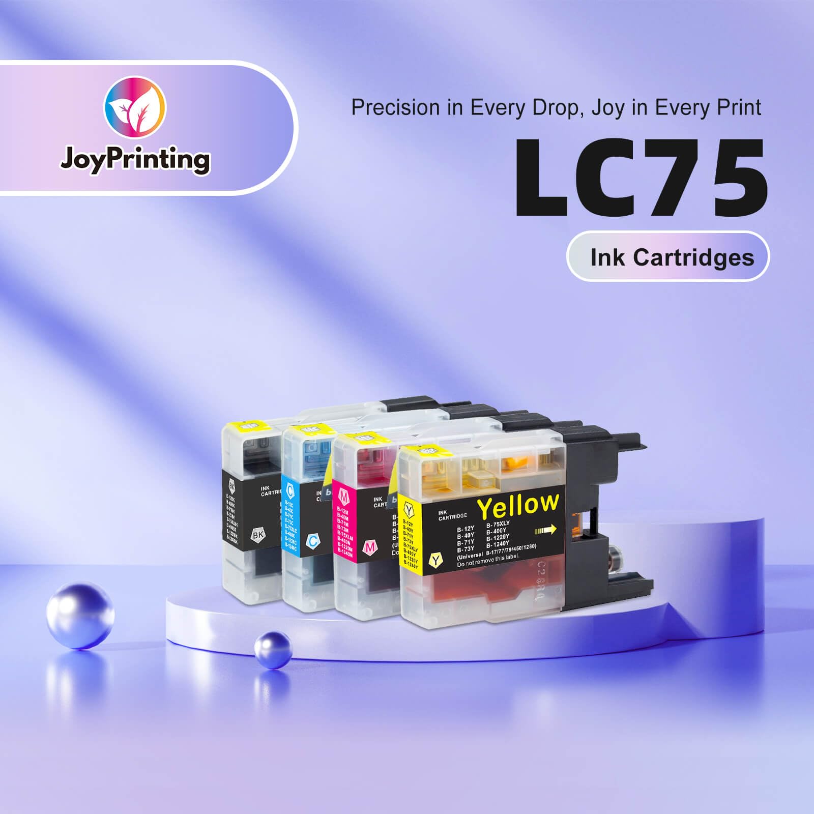 JoyPrinting LC75 Ink Cartridges Compatible LC71 LC75 Ink Cartridge Work for with MFC-J430W MFC-J825DW MFC-J435W MFC-J280W J835DW J625DW J425W J6710DW J5910DW J6510DW (8 Pack)