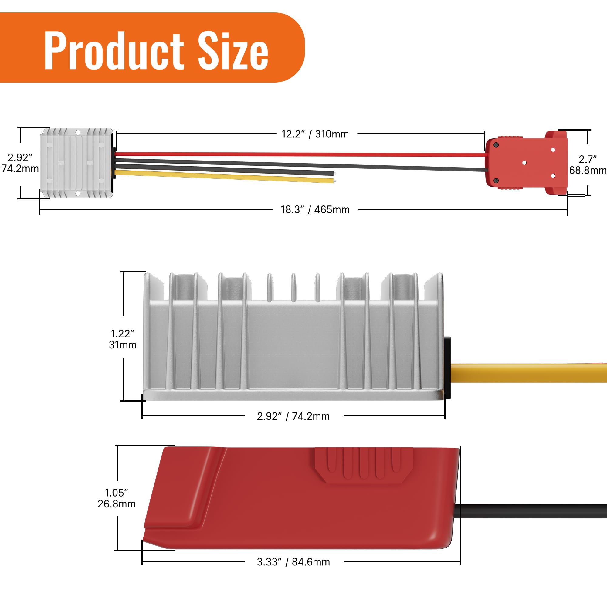 RVBOATPAT 18V to 12V Step Down Converter Power Wheel Battery Adapter DC 12V 20A 240W Inverter Automatic Buck Converter DC Voltage Regulator