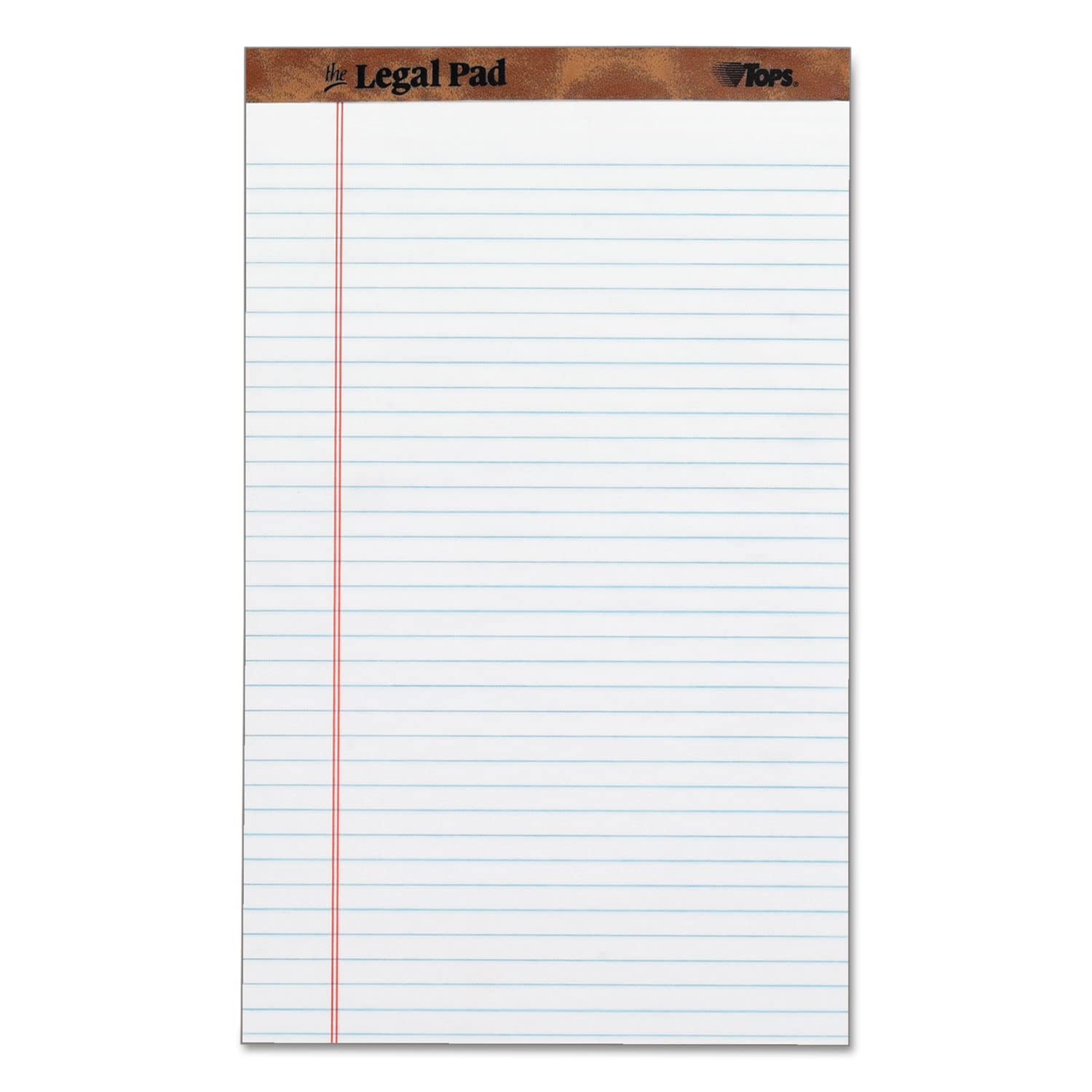TOPS The Legal Pad Legal Pad, 8-1/2 x 14 Inches, Perforated, White, Legal/Wide Rule, 50 Sheets/Pad, 12 Pads/Pack (7573)