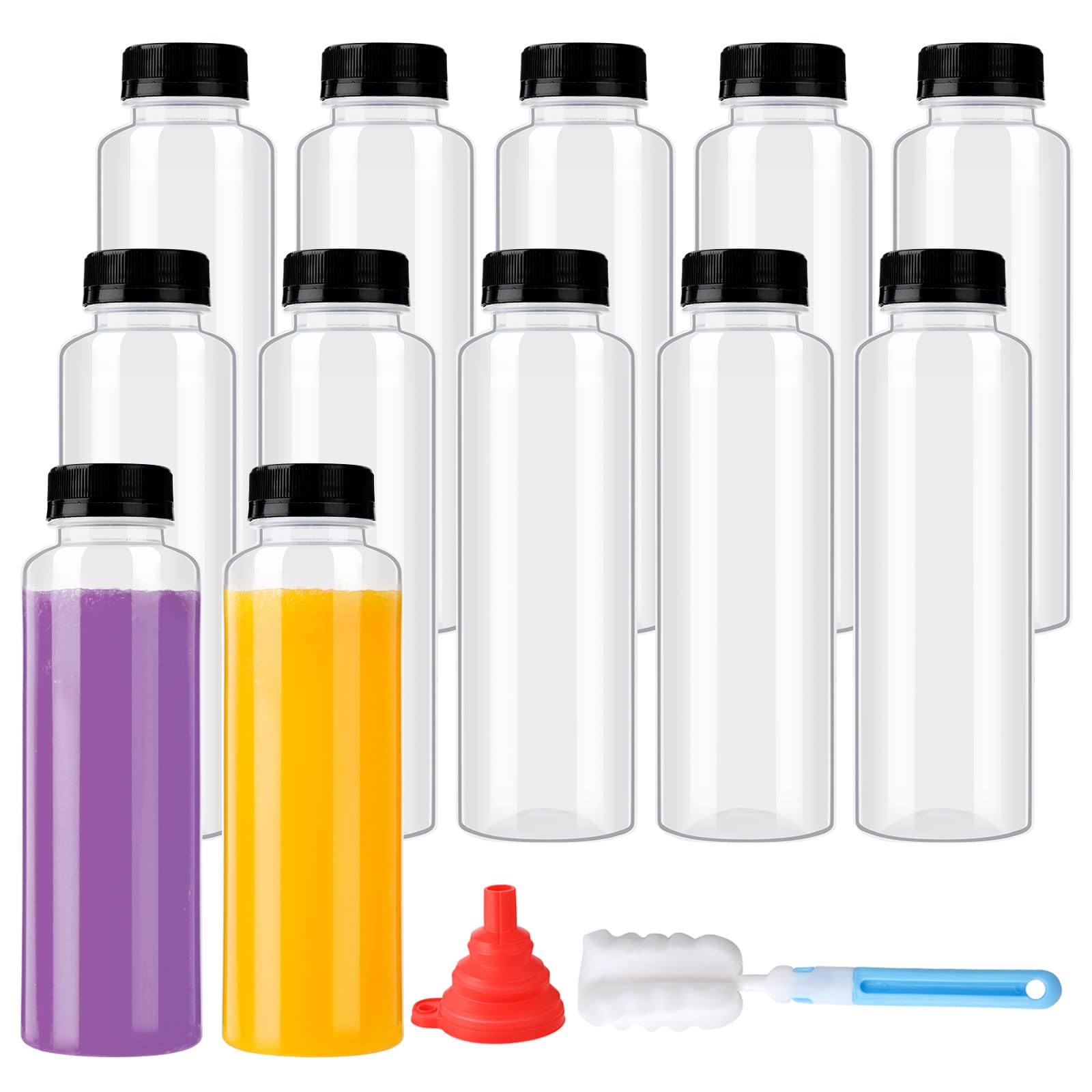 zmybcpack 12 Pack 500 Ml PP Heat-Resistant Plastic Juice Bottles With Caps (Dishwasher Safe) -Plastic Smoothie Bottles-Reusable Bulk Beverage Containers with Lids For Juice, Beverage