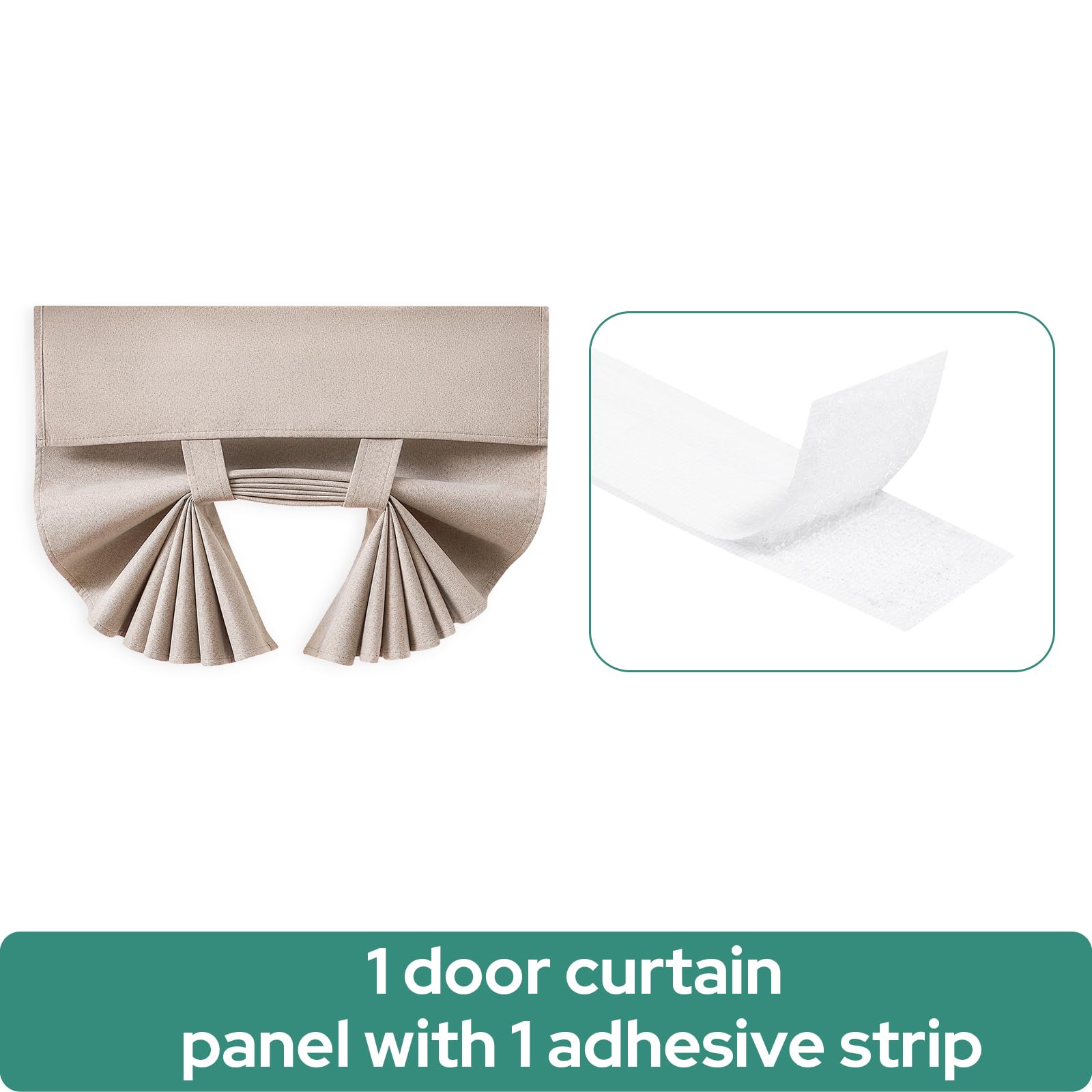 HOMEIDEAS 100% Natural Linen Blackout French Door Curtains, Privacy Door Window Curtains, 26 X 68 Inch Room Darkening Curtains, Thermal Insulated Door Shades for Bedroom, (1 Panel)