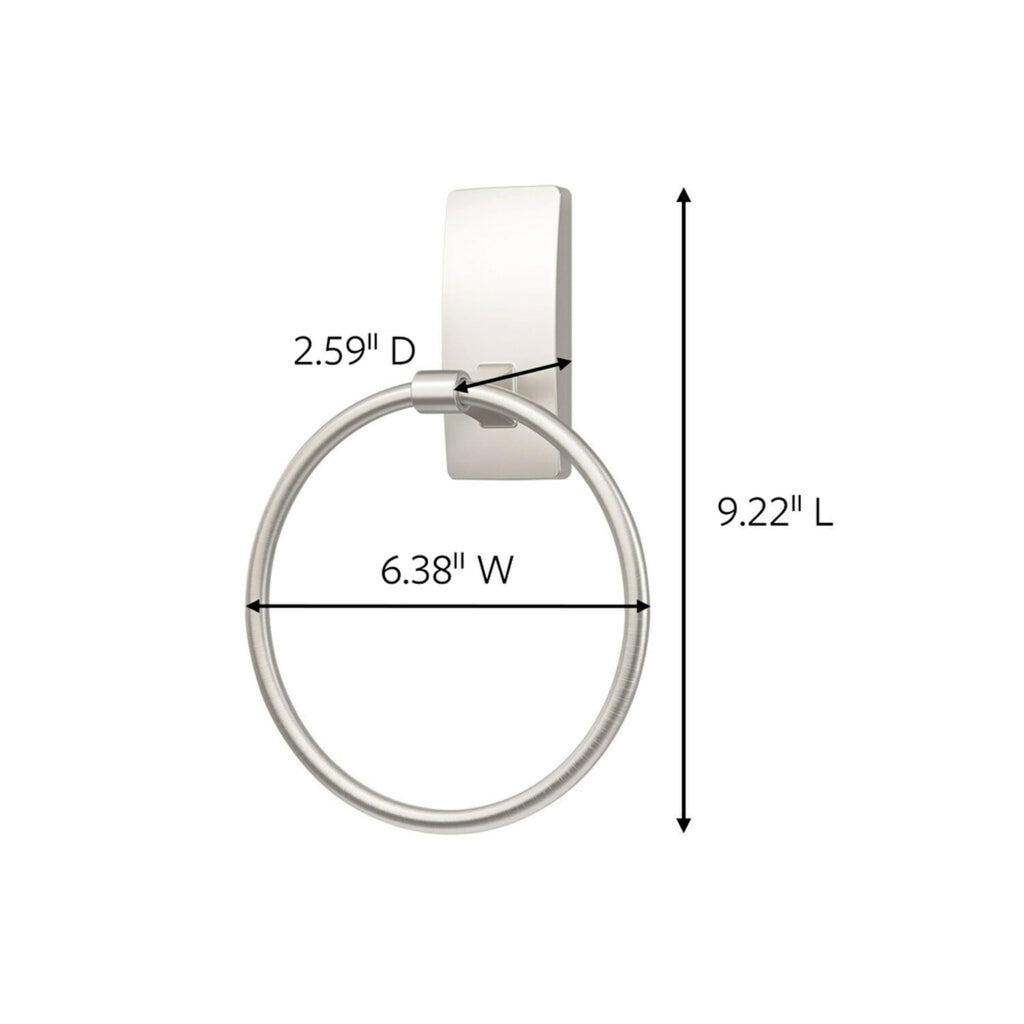 Command Hand Towel Holder Satin Nickel with Water Resistant Command Strips, Rust Resistant Bathroom Organizer, Holds up to 5 lbs, Large