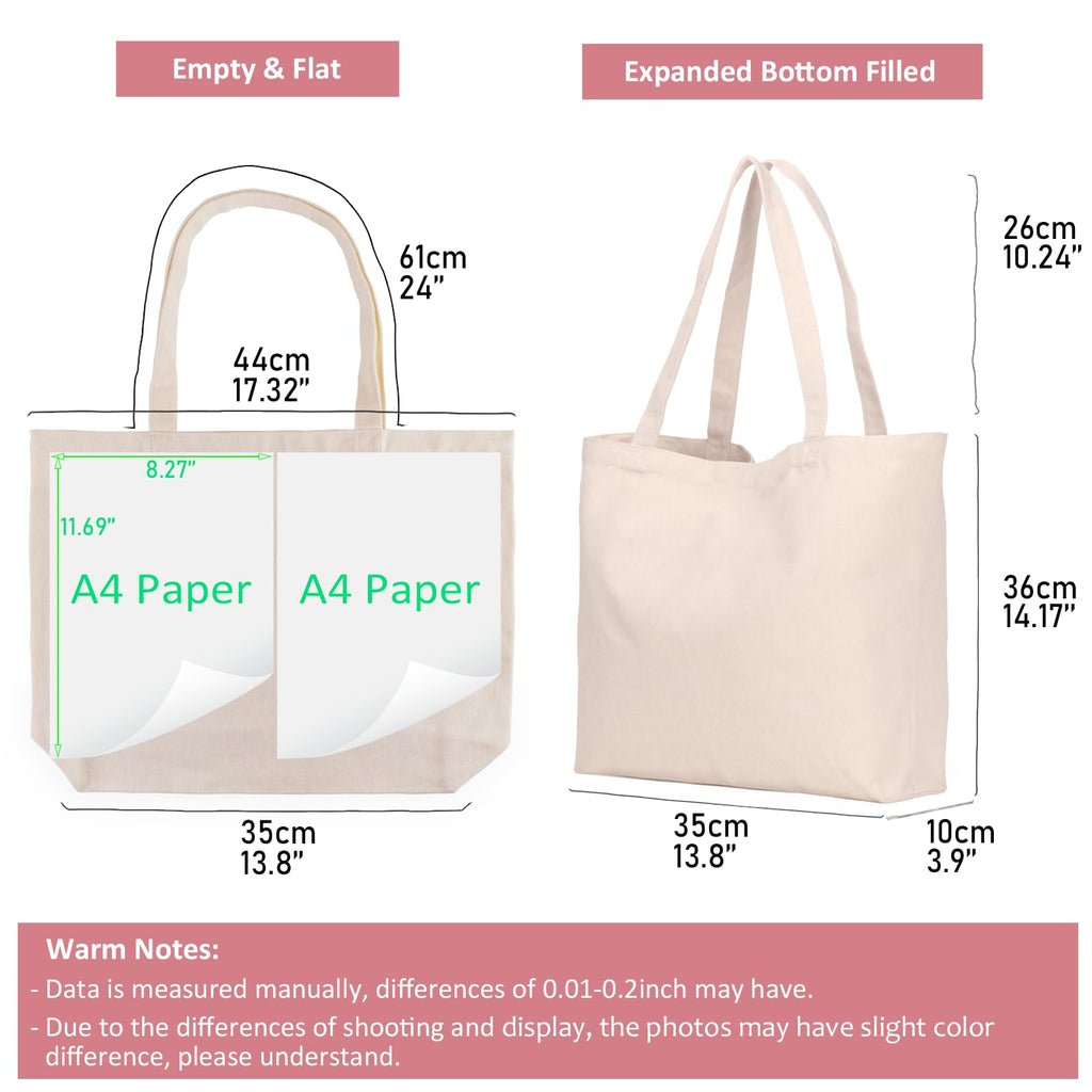 Canvas Tote with Zipper, KOOLMOX 12oz Heavy Duty Canvas Bag with Handles and Zipper & Bottom, Reusable Washable Shopping Bags for Women Groceries, School Teachers, Beige, 3 Packs, 17x13x3.9inch
