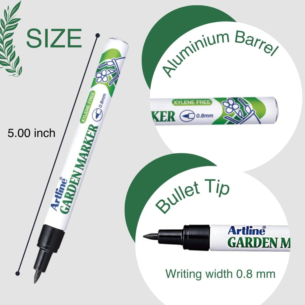 Artline EK-780 Garden Markers, 0.8 mm Writing Width, UV Resistant, Waterproof Permanent Markers Ideal for Plant Labels, Quick-Dry Garden Marker for Plants Outdoor & Indoor Use - Black, 12 Pack