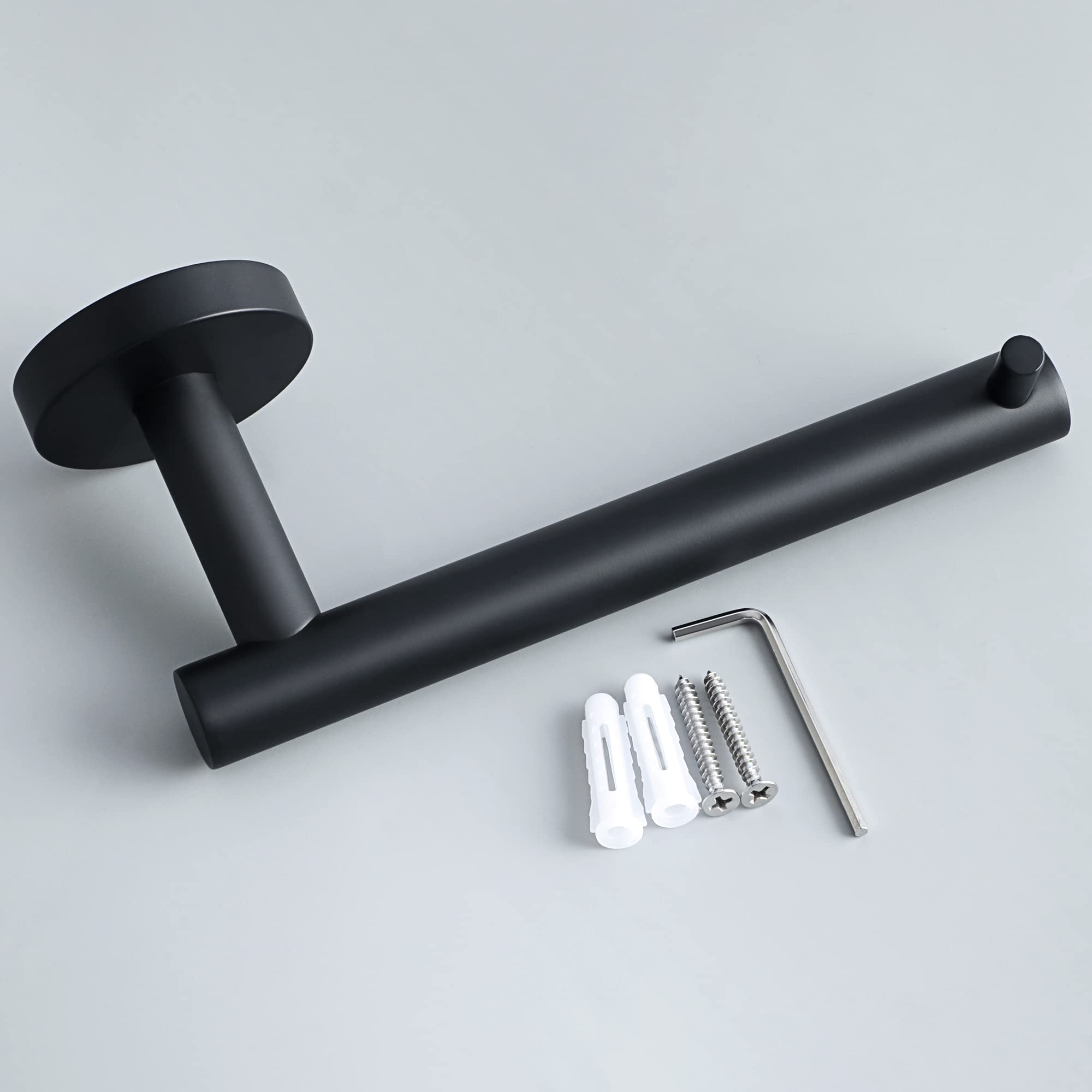 SAYAYO Black Toilet Paper Holder, Toilet Roll Holder Wall Mounted, SUS304 Stainless Steel Toilet Paper Roll Holder for Bathroom Kitchen, Round Base Style