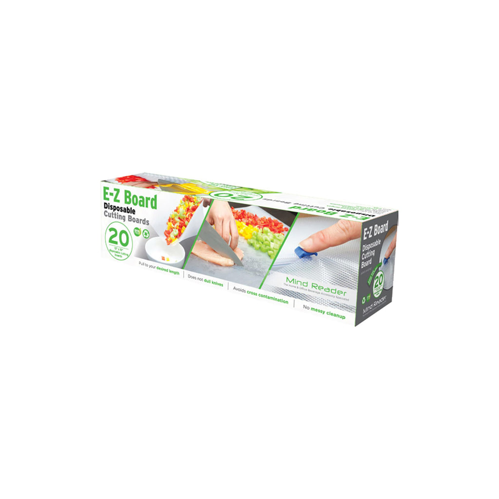 Mind Reader E-Z Board Disposable Plastic Cutting Board, 20 Square Feet, Easy Clean-Up and Convenient Use, Ideal for Camping, Hunting, Boating, and for People with Food Allergies, 2 Pack, Clear