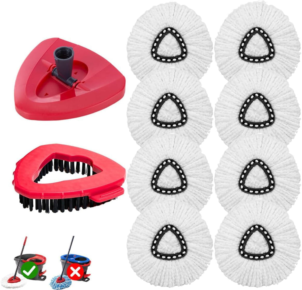 10 Pack-in-1 Reusable Mop Head Replacement for Vileda Easywring 1-Tank System, Microfiber Spin Moop Refills Compatible with Vileda Triangle Mops,Deep Clean Refill, Machine Washable & Easy to Replace