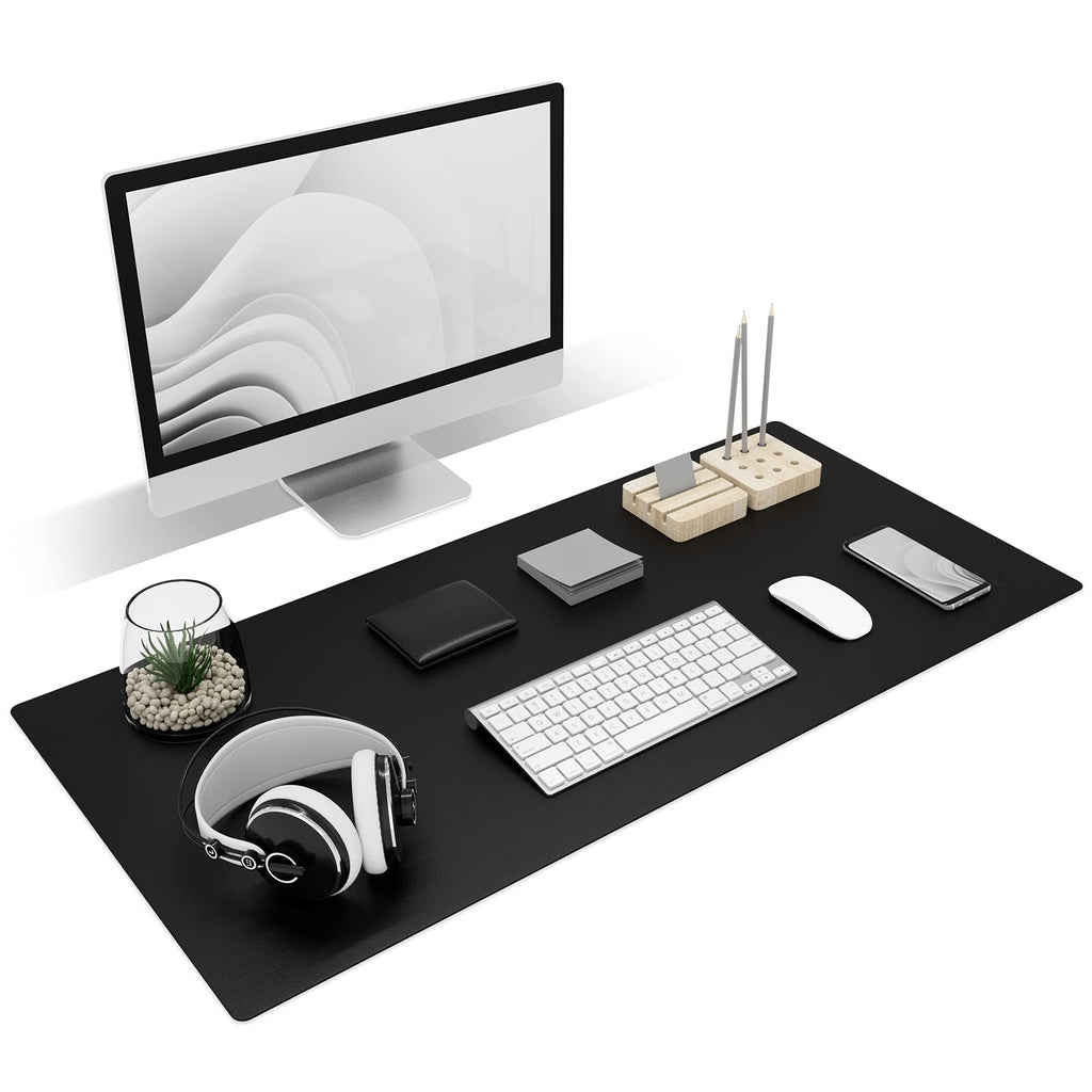 Knodel Non-Slip Desk Mat, Mouse Pad, Waterproof Desk Pad for Desktop, Leather Desk Pad for Keyboard and Mouse, Desk Pad Protector, Desk Writing Pad for Office and Home (35.4"x17", Black)