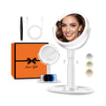 B Beauty Planet Makeup Mirror with Lights, Lighted Magnifying Mirror 30X with 3 Lighting and Adjustable Brightness, 2-Sided Height Adjustable Vanity Mirror for Bathroom, Women Gifts for Mom