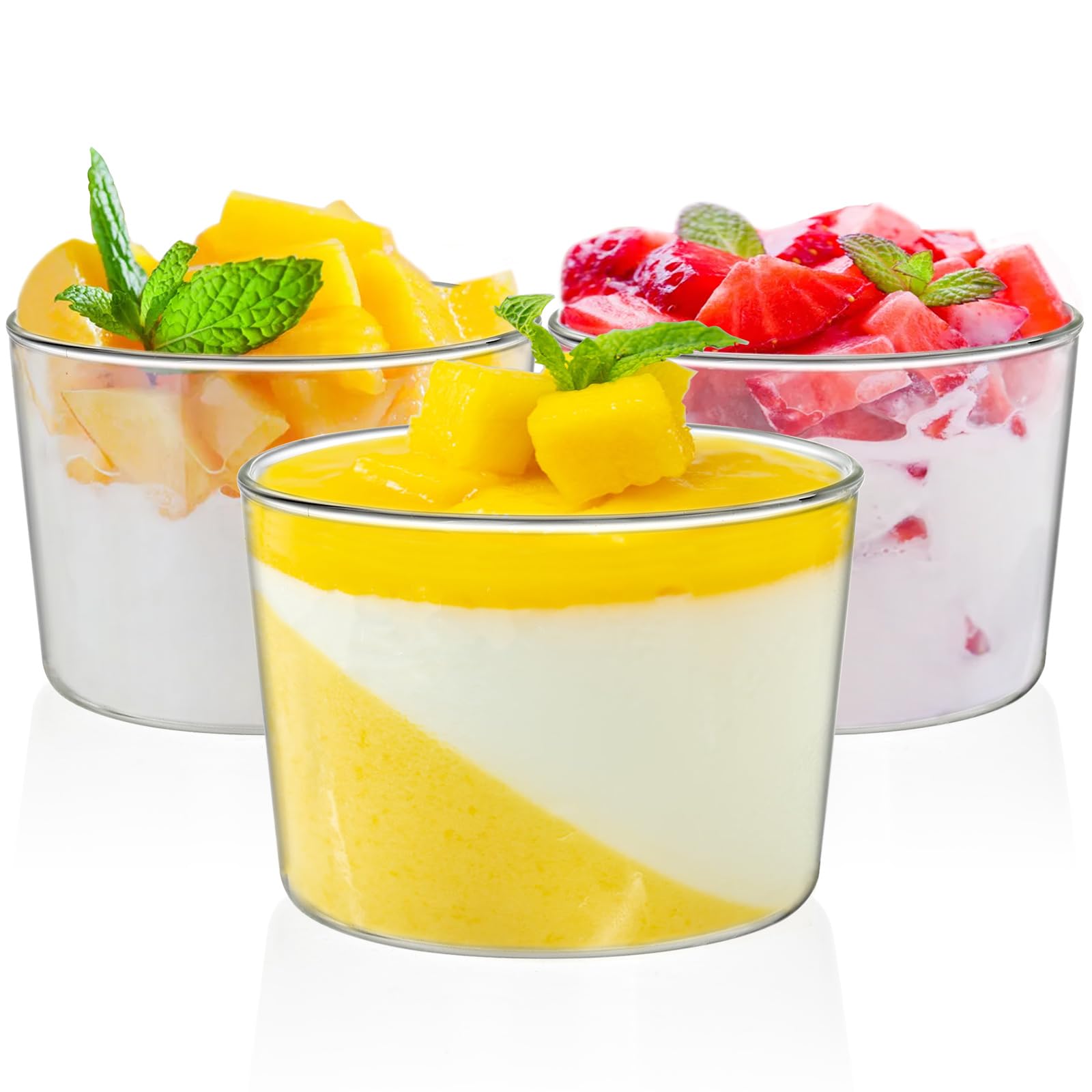 yarlung 9 Pack Small Glass Dessert Bowls, 8 Oz(250ml) Custard Cup Clear Pudding Cup, Tasting Glasses Prep Bowls for Parfait, Ice Cream, Party Birthday