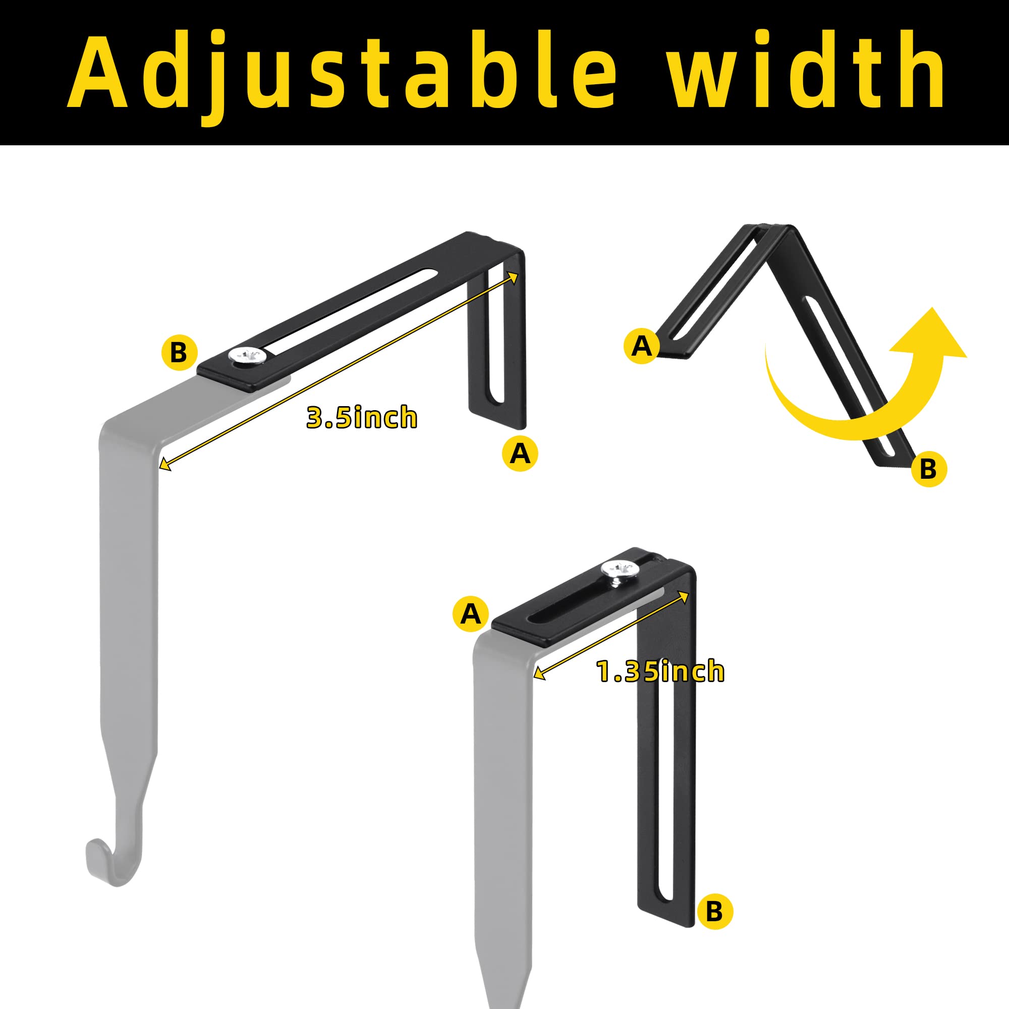 12 Pcs Adjustable Cubicle Wall Hooks Cubicle Hangers- Metal Universal Partition Hanger with Cross Screwdriver- Cubicle Accessories Over The Door Mirror Hook Fit 1.35 to 3.5 In Thick Wall Panels