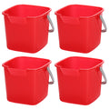 Peohud 4 Pack Sanitizing Buckets, 3 Quart Small Cleaning Pail, Square Cleaning Bucket Detergent Bucket with Spout and Handle for Home, Offices, School, Commercial Use