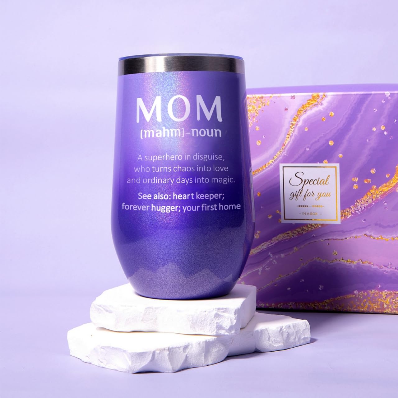 Mothers Day Gifts for Mom, 16oz Tumbler, 40in*60in Blanket, Purple, Christmas, Birthday Gifts, for Mom from Daughter, Son, Husband