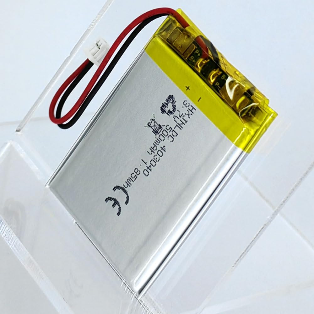 DC 3.7V 500mAh 403040 Rechargeable Lithium Polymer Battery, Suitable for DIY 3.7-5V Electronic Products with Built-in 2-Wire Battery Replacement and LED Lights