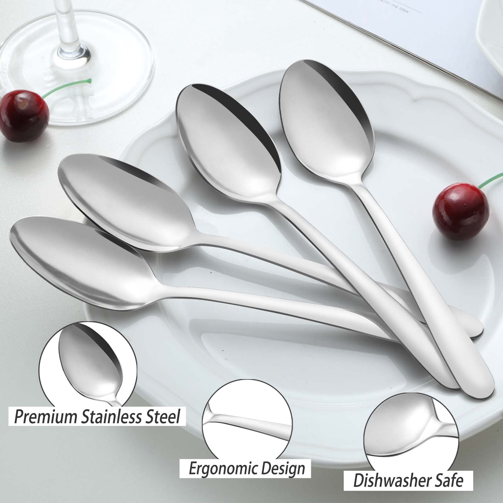 Pleafind 36-Pcs Teaspoons Set, 6.2 Inch Spoons Silverware, Stainless Steel Tea Spoons, Small Spoons, Mirror Polished Teaspoon, Dessert Spoons for Home, Restaurant, Dishwasher Safe