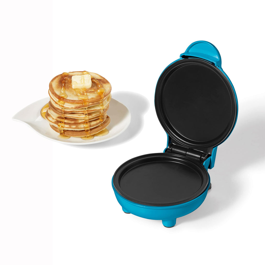 Starfrit Electric Mini Pancake Maker - 4" Non-Stick Cooking Surface - Easy to Use & Clean - Blue - 300W