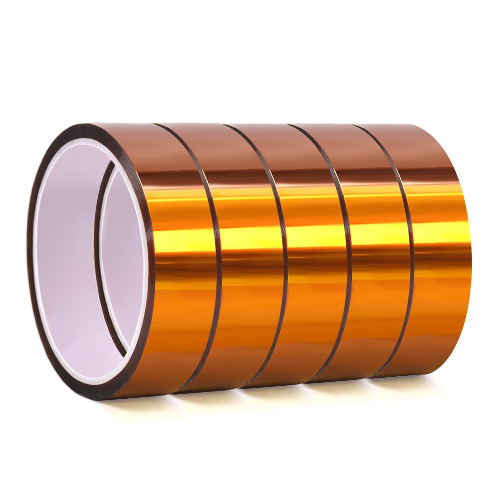 QILIMA 5 Rolls 25mm X 33m Heat Tape,Adhesive Heat Resistant/Transfer Tape, Heat Vinyl Thermal Sublimation Press Tape,No Residue,Electronics,Soldering,Circuit Board
