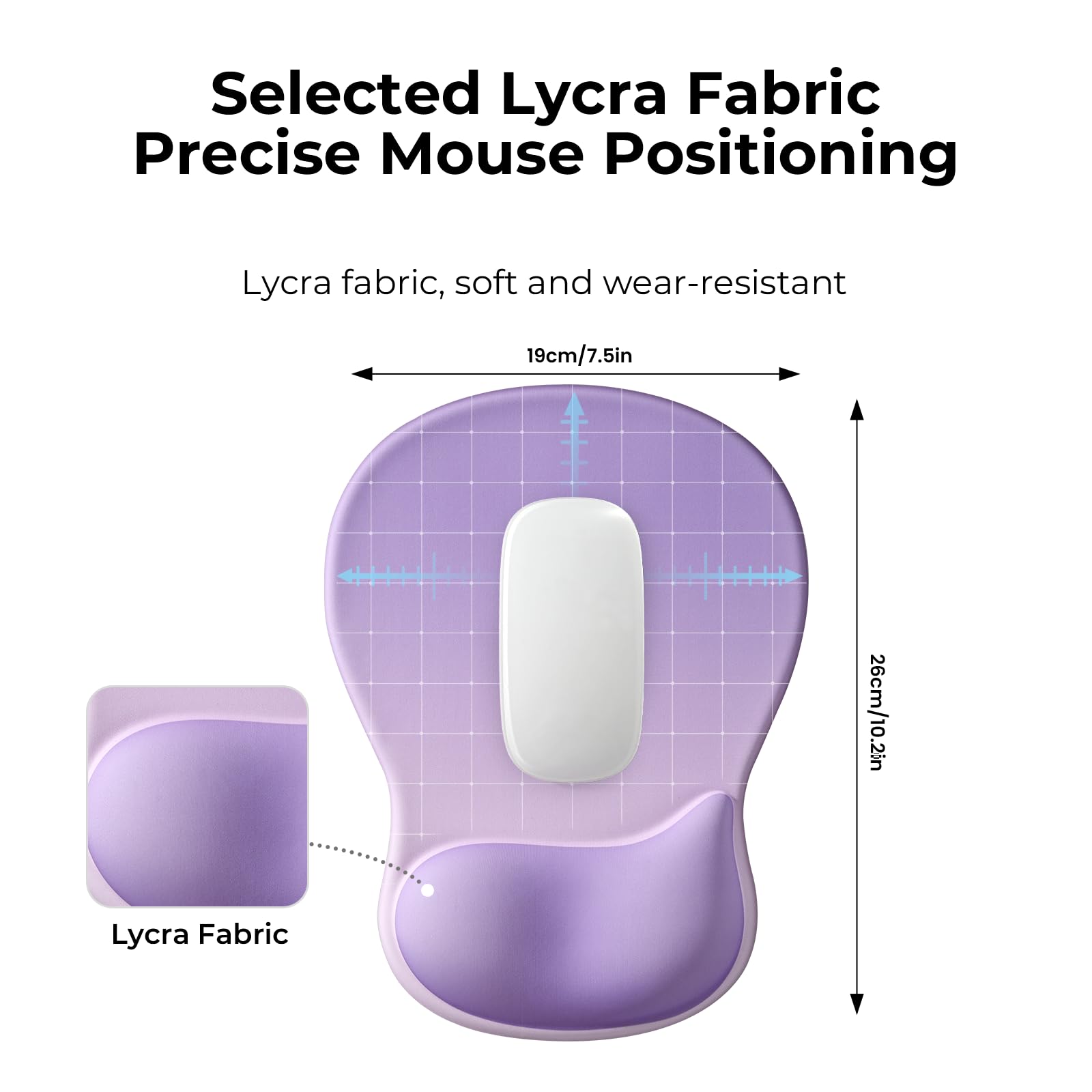 EooCoo Ergonomic Mouse Pad with Gel Wrist Rest Support Middle Concave Design Mousepad for Pain Relief, Non-Slip Base Mat Computer Desk Accessories for Cafe, Home & Office, Purple