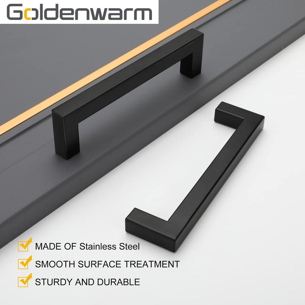 goldenwarm 6 Pack | 3" Cabinet Pulls Cabinet Handle Black Kitchen Handles for Bathroom Drawer Pulls