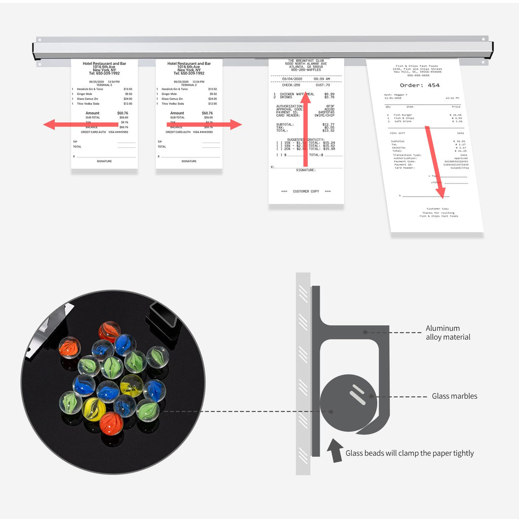 Restaurant Ticket Holder, 16/18/24/28/30" Check Rack Order Receipt Rail Display Slide for Commercial Kitchen Cafes Pubs Bars 2 Pcs (16 Inch)