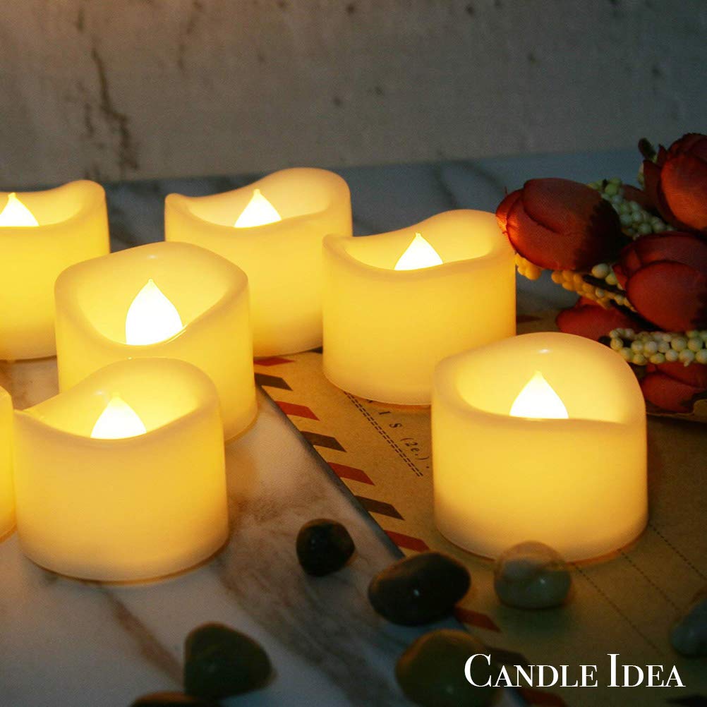 24 PCS LED Flameless Flickering Tea Lights Votive Candle Battery Operated/Electric Flicker LED Tealight Bulk Fake Candles for Halloween Christmas Wedding Party Decorations etc.(Warm White)