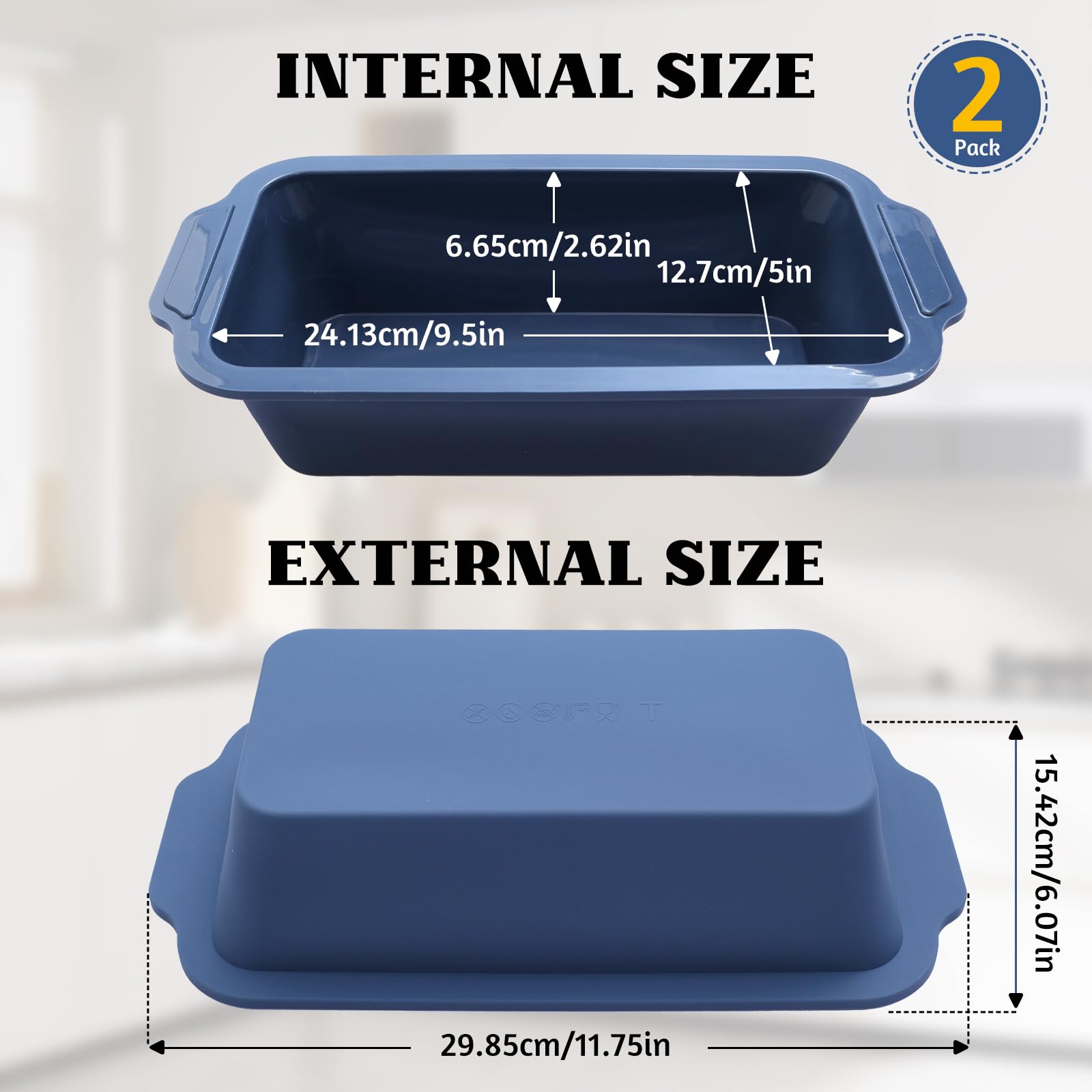 Vnray Bread Pan for Homemade Bread：9.5 x 5 Inch Silicone Loaf Pan for Baking with Metal Frame - Nonstick Banana Loaf Tin Tray for Sandwich Sourdough Pumpkin Sour Dough - for Oven Kitchen Home Bakers