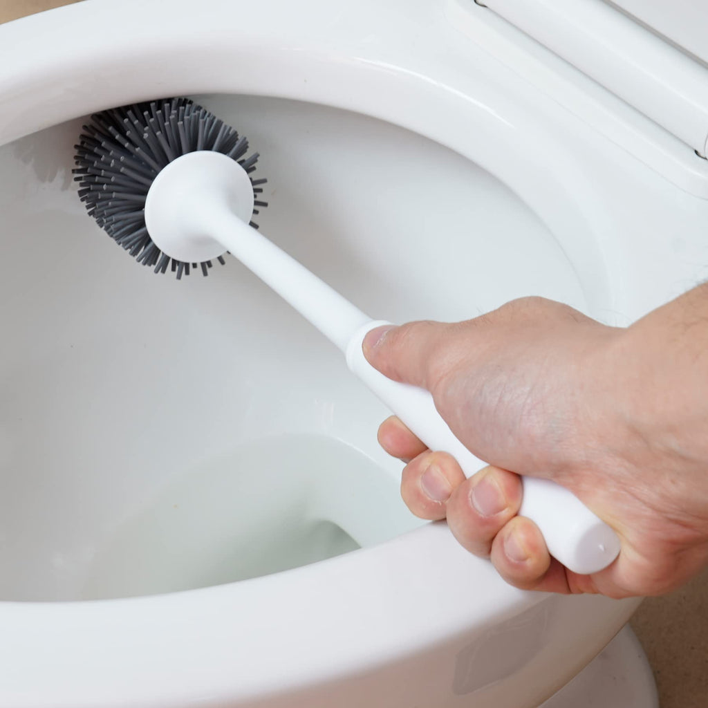 Hibbent 2 Pack Toilet Brush with Ventilated Drying Holder, Silicone Toilet Bowl Brush Bathroom Cleaning Bowl Brush Kit Sturdy Cleaning Toilet Brush, Floor Standing & Wall Mounted Without Drilling