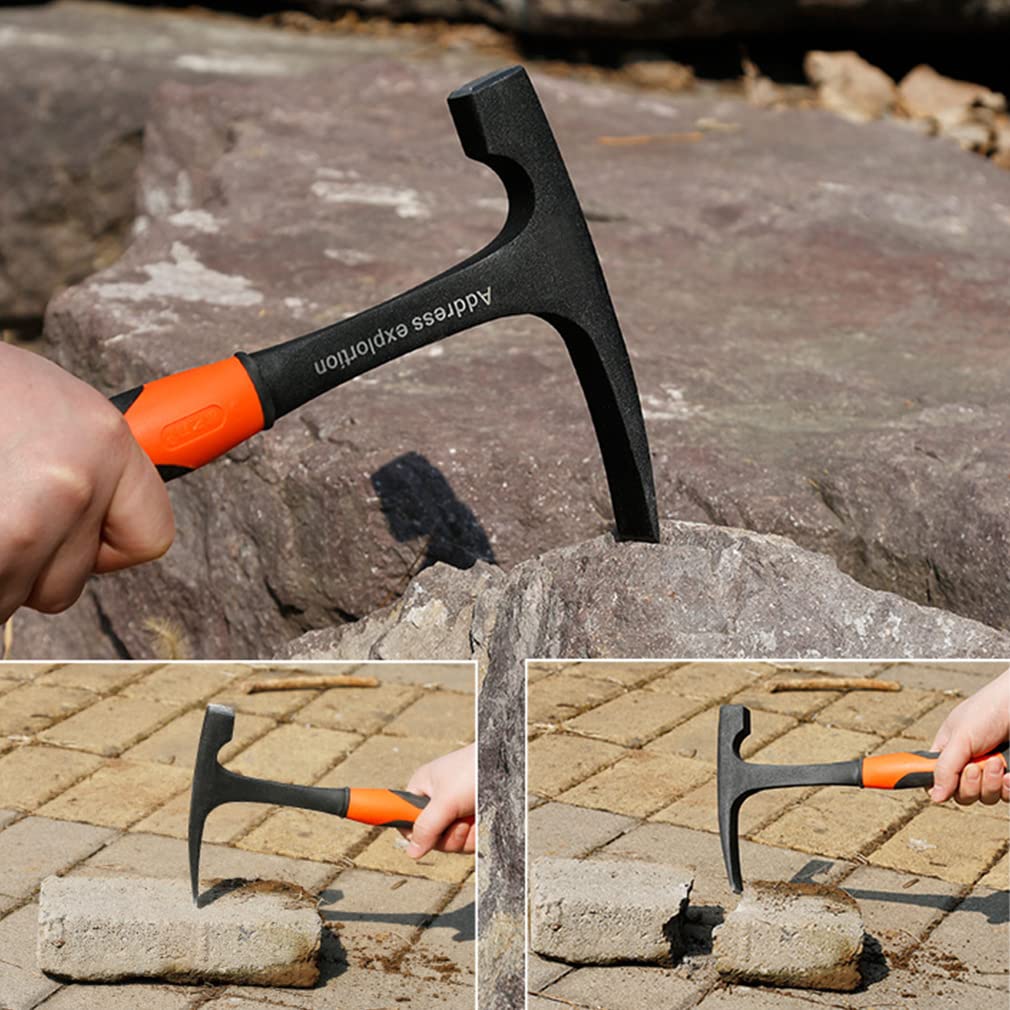 32 OZ Rock Pick Hammer, Brick Hammer, 11.2 Inch Masonary Tool, Bricklayer's/Mason's Hammer with Forged Steel Construction & Shock Reduction Handle for Mining, Geological Prospecting