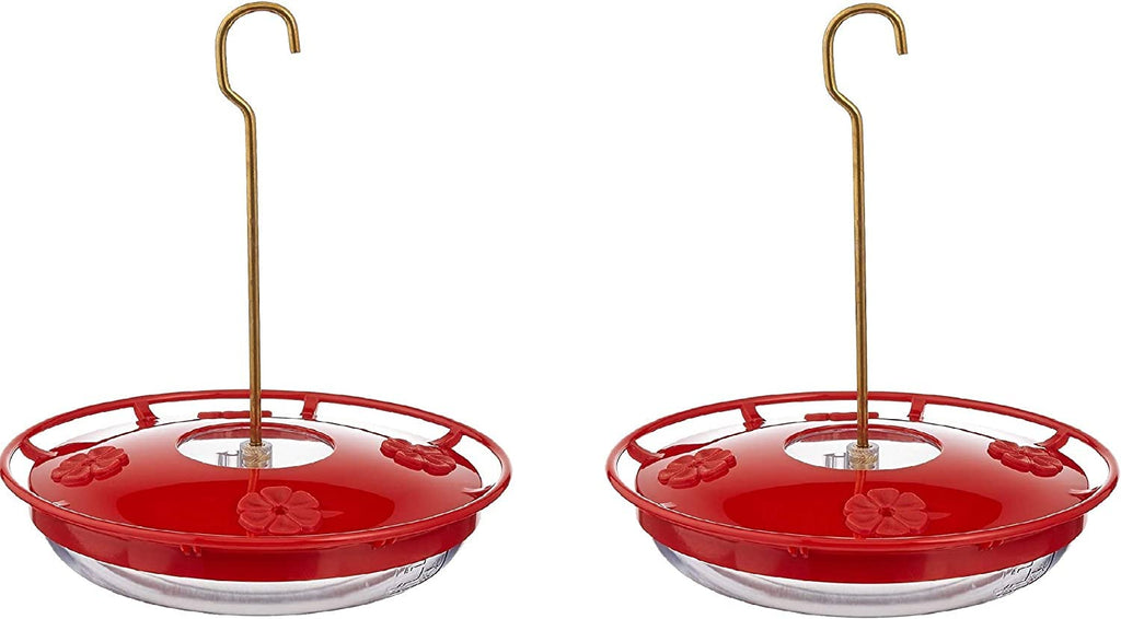 Hummingbird Feeder for Outdoors Hanging, 2 Pack, Leak-Proof, Easy to Clean and Refill, Saucer Humming Feeder for Hummer Birds, Including Hanging Hook, with 5 Feeding Ports