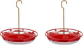 Hummingbird Feeder for Outdoors Hanging, 2 Pack, Leak-Proof, Easy to Clean and Refill, Saucer Humming Feeder for Hummer Birds, Including Hanging Hook, with 5 Feeding Ports