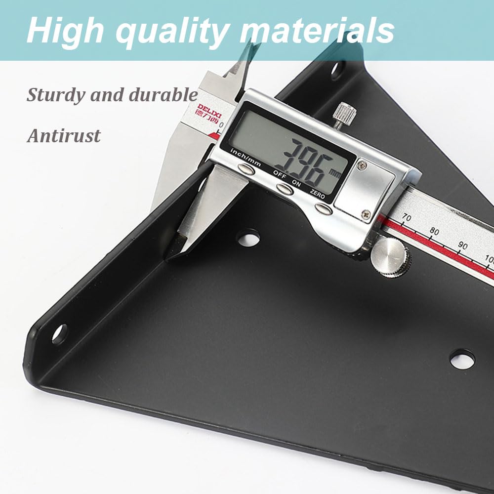 6 Pcs Black Shelf Brackets,3 inch Heavy Duty Metal Triangle Shaped Brackets,Wall Mounted Brackets for Shelves,Hidden Shelf Bracket with Screw