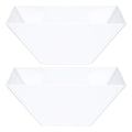 PLASTICPRO Disposable Square Plastic Medium White Serving Bowls Extra Heavy Duty for Party's Snack or Salad Bowl, Elegant Pack of 4