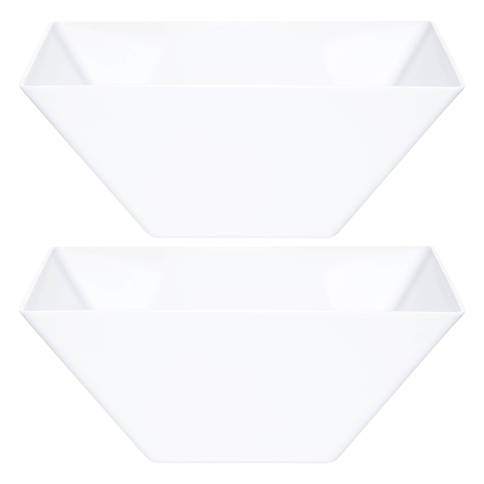 PLASTICPRO Disposable Square Plastic Medium White Serving Bowls Extra Heavy Duty for Party's Snack or Salad Bowl, Elegant Pack of 4