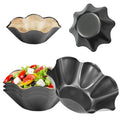 DSVENROLY 6Pcs Large-Nonstick Tortilla Shell Maker, 8.4-inch Taco Salad Bowl Pans Set with Silicone Gloves and Basting Brush, Carbon Steel Fluted Pan Baking Molds for Kitchen