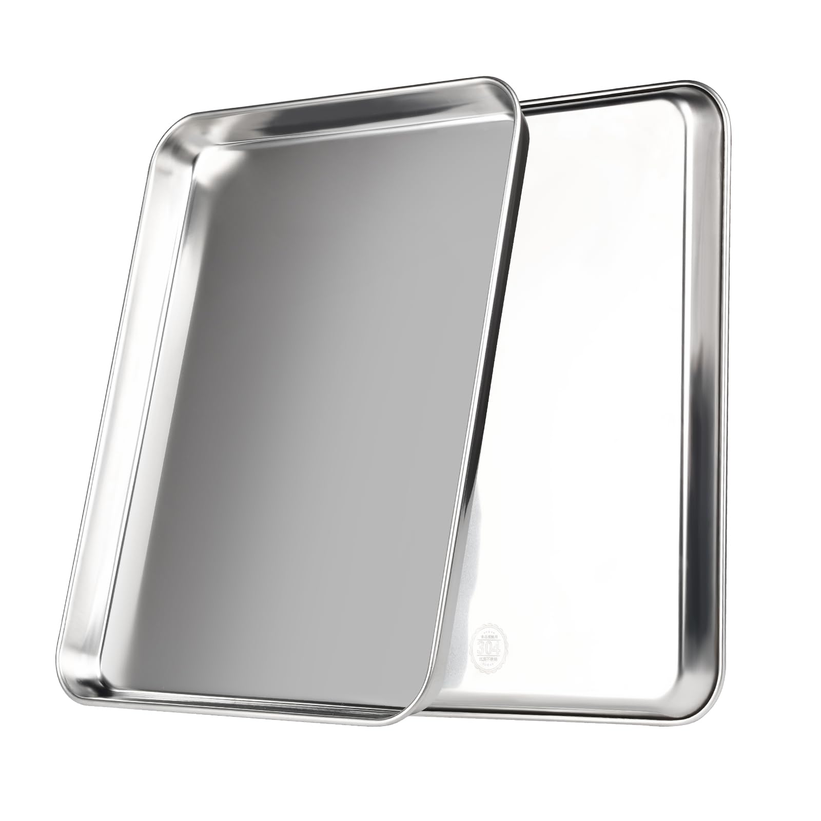2 Pack Baking Sheet,Heavy Duty Stainless Steel Baking Pans Tray,Size 12.5 × 9.5 × 1 Inch,Cookie Sheet for Baking,Mirror Finish & Non Toxic & Easy Clean & Dishwasher Safe