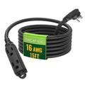 GREATIDE 15 Ft Flat Plug Extension Cord，16/3 SJT Indoor Low Profile 3 Outlets Extension Cable with 45° Angled Flat Plug, Multiple Outlets Extension Cord, Black