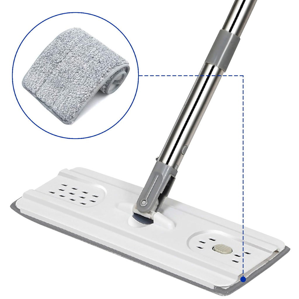 Flat Mop Pads Microfiber Mop Cleaning Pads 13" X 4.9" Washable Pads for Floor Cleaning Compatible with11 - 13" inch Flat Mops Head Replacement for Flat Mops or Bucket Set - 6 Pack