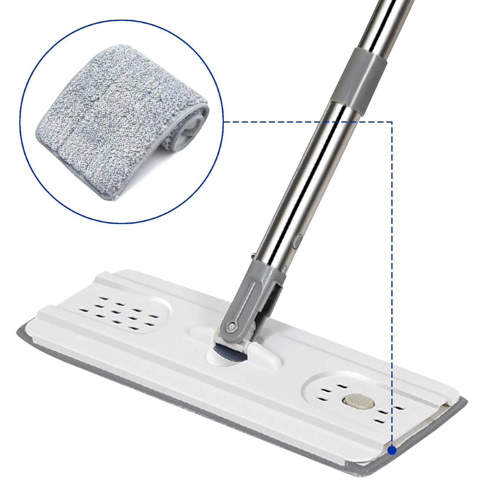 Flat Mop Pads Microfiber Mop Cleaning Pads 13" X 4.9" Washable Pads for Floor Cleaning Compatible with11 - 13" inch Flat Mops Head Replacement for Flat Mops or Bucket Set - 6 Pack