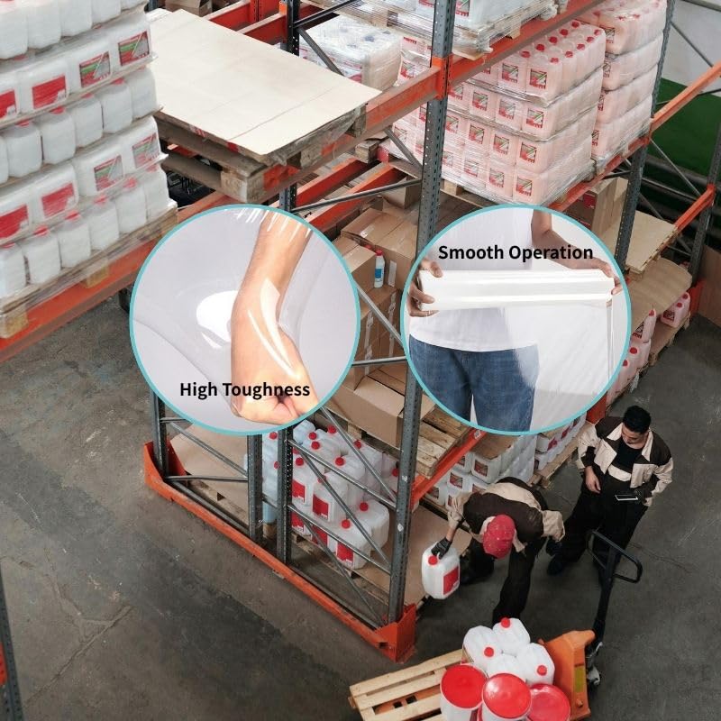 Stretch Film Wrap- 15"x1200ft Industrial Clear Shink Wrap for Pallet Wrapping, Moving, Packing