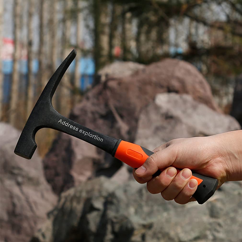 32 OZ Rock Pick Hammer, Brick Hammer, 11.2 Inch Masonary Tool, Bricklayer's/Mason's Hammer with Forged Steel Construction & Shock Reduction Handle for Mining, Geological Prospecting