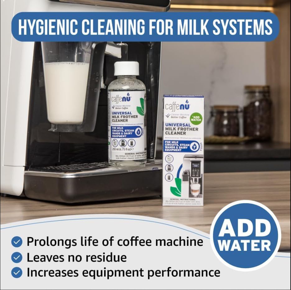 Professional Milk Frother Cleaner - 200 ml Alkaline Formula - Removes Milk Residue & Protein Buildup - for Espresso Machines, Steamers & All Milk Frothing Systems
