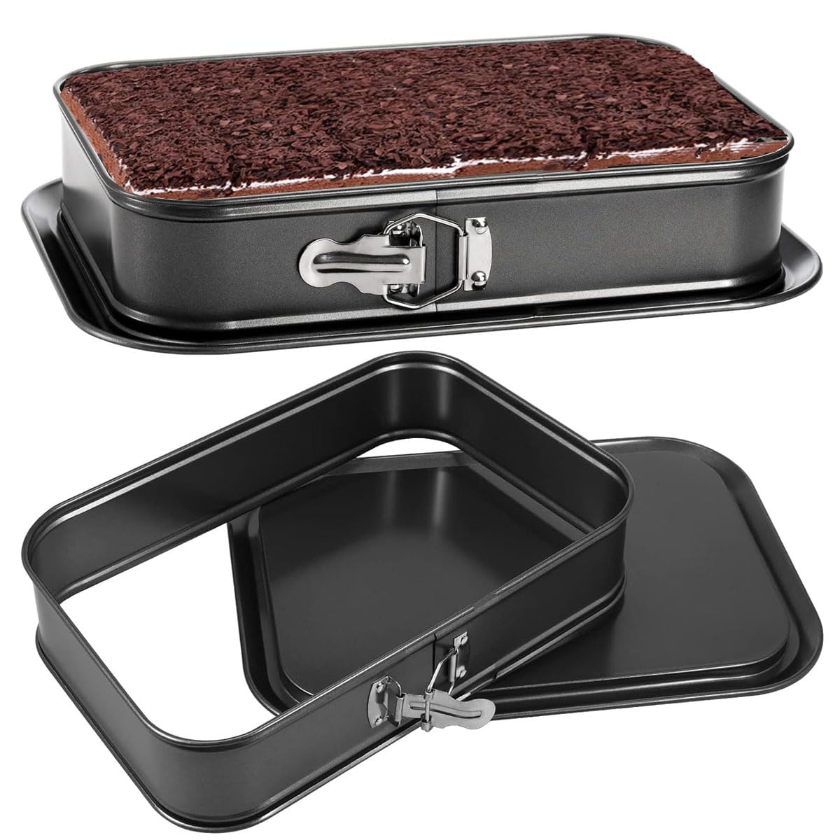 Large Springform Cake Pan Non-Stick, 14 x 9.5 Inch Rectangle Cheesecake Pan, Tiramisu Bakeware with Removable Bottom Baking Pan Mold Leakproof (14 x 9.5 Inch)