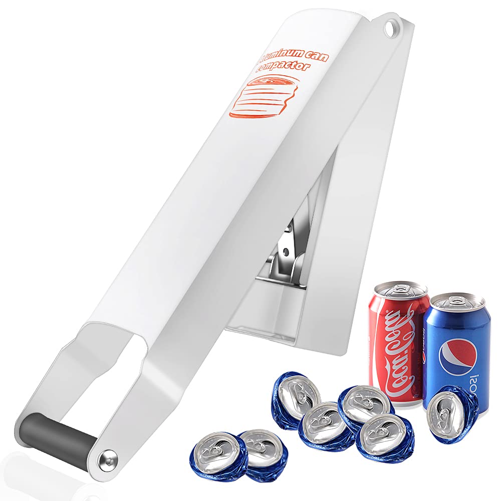 Chambridge Aluminum Can Compactor White – 8/12/16OZ Metal Can Crusher Heavy-Duty Wall-Mounted Smasher for Aluminum Seltzer, Soda, Beer Cans and Bottles for Recycling
