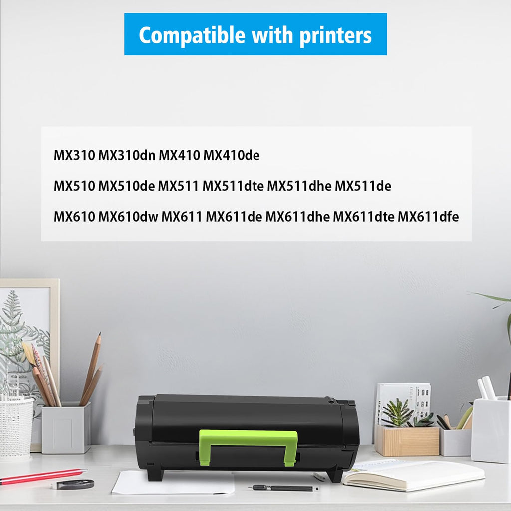 60F1H00 601H Compatible Toner Cartridge High Capacity 10000 Pages for Lexmark Printer MX310 MX310dn MX410 MX410de MX510 MX510de MX511dte MX511dhe MX511de MX610dw MX611de MX611dhe MX611dte MX611dfe