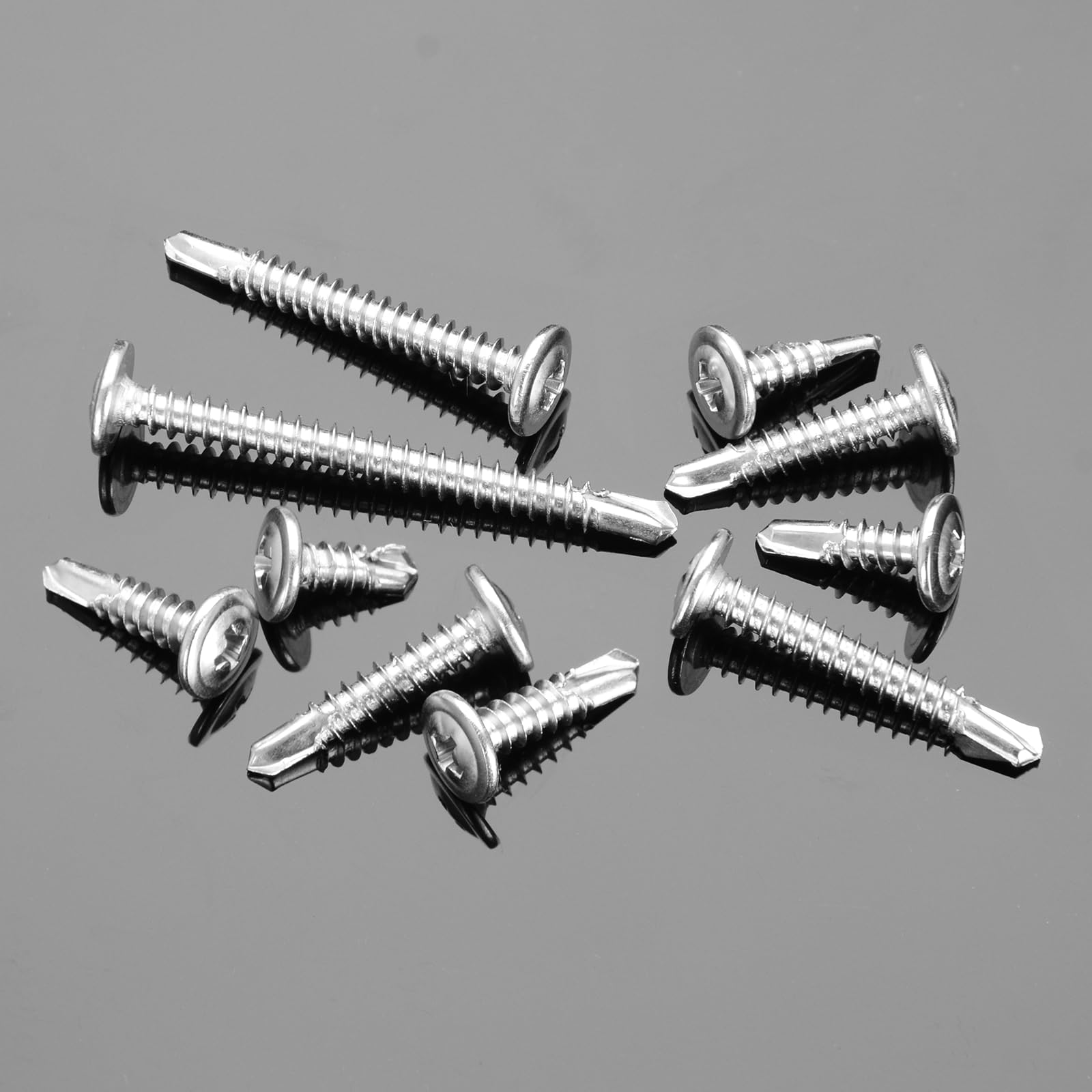 Mywish 200pcs #8×1" Self Tapping Screws for Metal, Sheet Metal Screws 410 Stainless Steel Truss Head Self Drilling Screws High-Strength Quick Tapping Screws